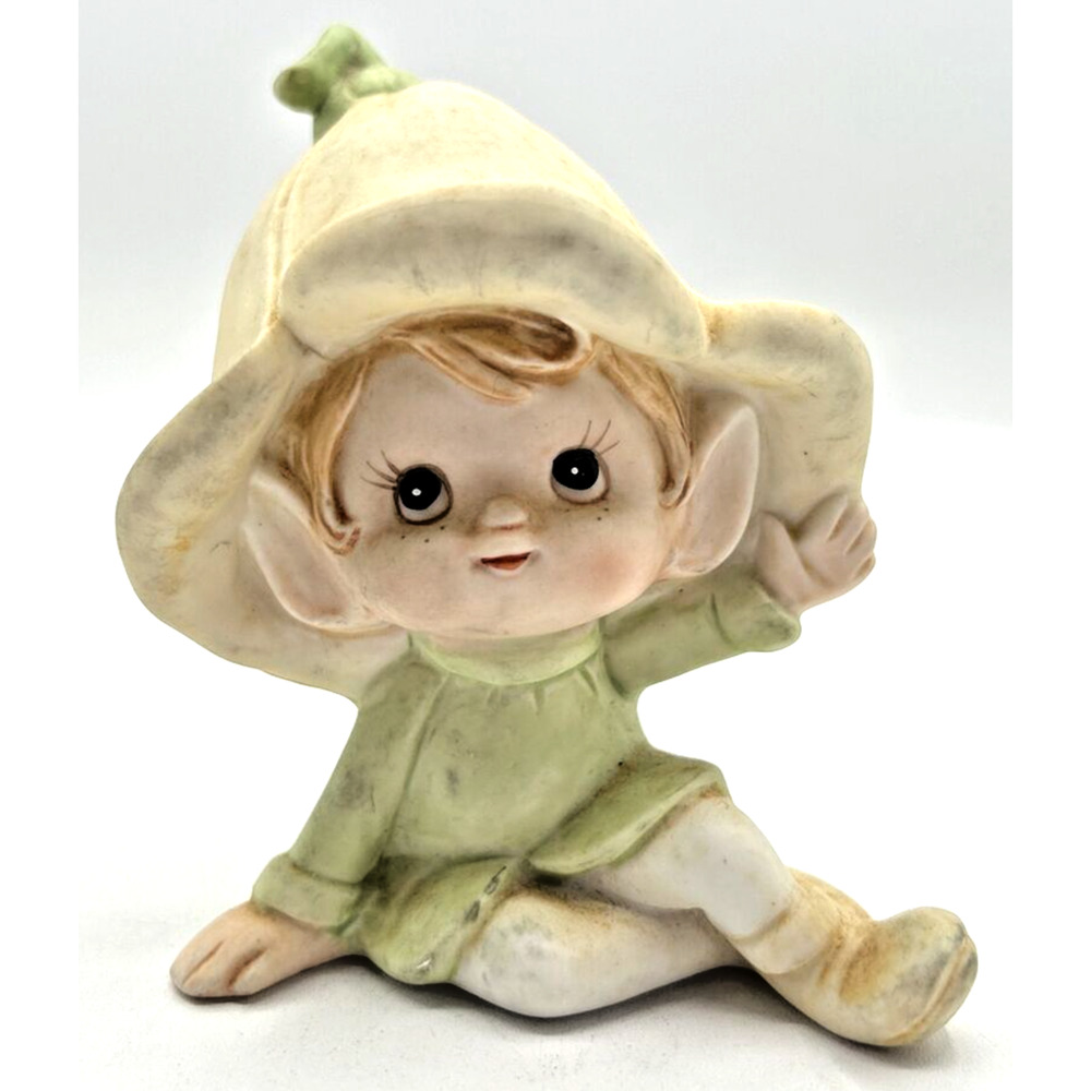 Vintage Homco 5615 Light Green Fairy Elf Pixie Figurine U194-E